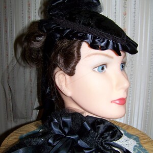 Ladies Civil War Teardrop Hat and Reticule,victorian Ladies,black ...