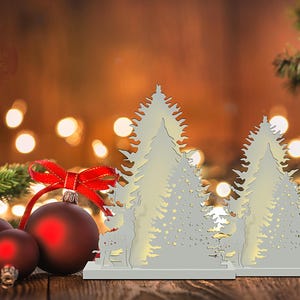 Weihnachtsfestlicher Baum, Weihnachtsverzierung Laser geschnitten, Hirschbaum-Dekor, Rentier zwar, Glowforge Weihnachten, digitaler Download, sofortiger Download.
