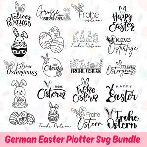 Osterhasen Plotterdatei-Bundle, Ostern Design Deutsch, Ostern Cricut Silhouette, Ostern Schriftzug, Fröhliche Ostern Bedruckt, Digital Download