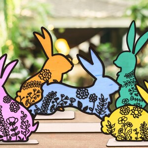 Florale Häschen SVG, stehende Häschen SVG-Datei, Glowforge Ostern Dateien, Häschen SVG Bundle, stehender Häschen Svg Laser geschnitten, Ostern digitale Dateien.