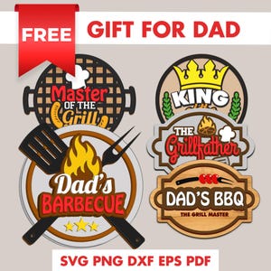Dad's BBQ Svg-bundel, laagste prijs ooit, bijna gratis, barbecue SVG-bundel, cadeau voor vader Svg, lasergesneden voedselbestand, Grill Master Cooking.