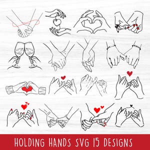 Holding Hands Svg Bundle, Holding Hand Cut File, Holding Hand Silhouette, Couple Hands Svg For Cricut, Pinky Hold svg, Digital Downloads.