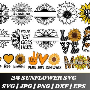 Sunflower Svg Bundle, Sunflower Svg, Svg Files for Cricut, Floral Bundle Svg, T-shirt Svg, Mug Design, Sunflower Vector, Digital Download.