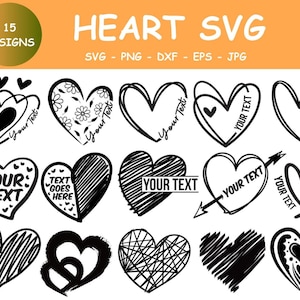 Heart Svg Bundle, Heart Doodle Svg, Hand Drawn Heart Svg, Heart Clipart, Valentine Day Heart Svg, Instant Download, Love Svg, Love Clipart.
