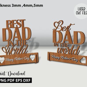 Adorno Svg del Mejor Papá del Mundo, Archivo de Corte del Mejor Papá del Mundo, Mejor Papá, Día del Padre Svg, Adorno de Madera Svg, Descarga Digital, Archivo de Corte Láser.