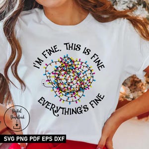 I'm Fine Everything Is Fine SVG, projekty retro pakietów świątecznych idealne do druku na żądanie, pliki SVG ze świętami Bożego Narodzenia, projekty pakietów świątecznych.