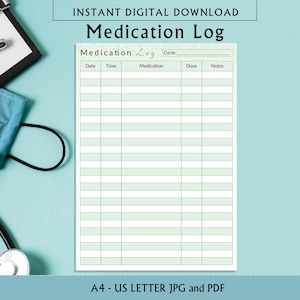 Medication Log Planner, Medical Binder, Printable Medical Planner, Medical History Tracker, Medical Records, Medical Journal PDF.