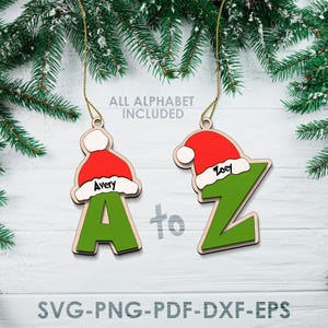 Adornos con letras inspirados en el Grinch SVG, adornos del Grinch SVG, letras navideñas SVG, adornos divertidos SVG, archivos cortados con láser Svg navideños de Glowforge