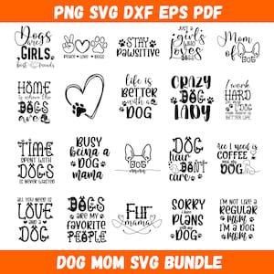 Hond moeder SVG bundel, hond citaten SVG, bont moeder SVG, hond moeder SVG, hond mama, pootafdrukken SVG, hondenliefhebber SVG, Cricut, digitale bestanden, silhouet.