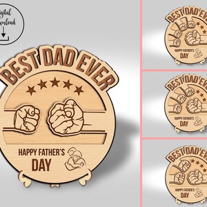 Choque de puños personalizado para papá e hijo, adorno cortado con láser para padres, SVG de choque de puños para bebé y papá, nombre personalizado, archivos de corte, descarga digital