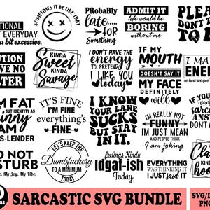 Sarkastische SVG-Bundle, lustige SVG-bundle, Sarkasmus SVG-Bundle, freche zwart, Zitate für Shirts, lustige Mama Geschenk, lustige Mama Png, Silhouette, Cricut.
