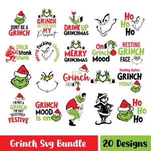 Grinch Weihnachten SVG, Frohe Weihnachten Bundle, Grinch T-Shirt SVG, Grinch Clipart, digitale Dateien, Instant Download, Grinch Gesicht.
