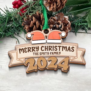 Cappello di Babbo Natale con nome, albero genealogico personalizzato, decorazione natalizia con nome di famiglia, download digitale, decorazione per cappello di Babbo Natale 2024, SVG tagliato al laser.