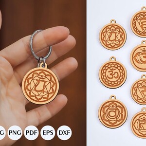 Portachiavi 7 Chakra, portachiavi in formato SVG, portachiavi rotondo in formato SVG, portachiavi del risveglio spirituale, regalo premuroso, download digitale, portachiavi laser.