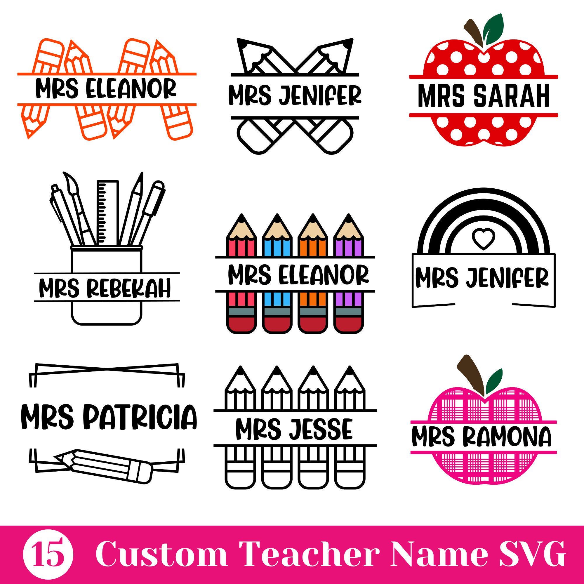Custom Teacher SVG, Teacher Name SVG, Printable Teacher Name PNG, Teacher Cricut Files, Digital Download, Teacher Name Svg for Shirts & Cap.