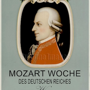 Vintage Mozart Vienna Aluminium Art Print – 1940s Classical Music Poster - Wall Art or Desk Top version with easel  – Sizes 8"×12", 12"×18"