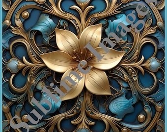 CT012 - Ceramic Flower Tile in the Art Nouveau Style - Various Sizes