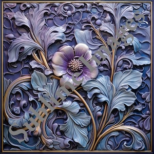 CT006 - Ceramic Flower Tile in the Art Nouveau Style - Various Sizes