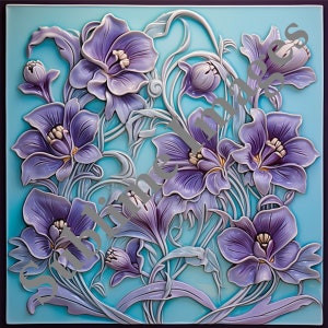 CT007 - Ceramic Flower Tile in the Art Nouveau Style - Various Sizes