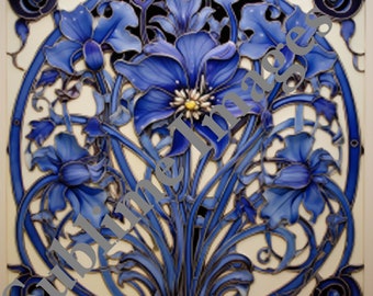 CT019 - Ceramic Flower Tile in the Art Nouveau Style - Various Sizes