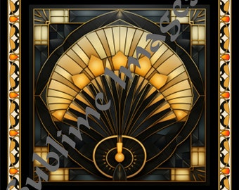 PP002 - Ceramic Tile or Photo Panel with Easel or Wall Plaque - 8" x 10" - Reproduction of a tile in the Art Deco style.