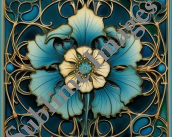 CT013 - Ceramic Flower Tile in the Art Nouveau Style - Various Sizes