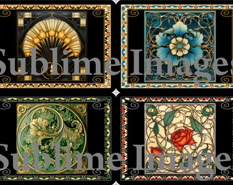 PM001 - Hardboard Place Mats - Set of 4 - 9" x 12.5" x 3/16" thick - Art Nouveau style.