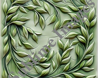 CT027A - Ceramic Tile of Willow Bough leaves in the Art Nouveau Style - Various Sizes