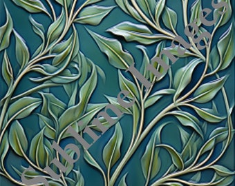 CT027B - Ceramic Tile of Willow Bough leaves in the Art Nouveau Style - Various Sizes