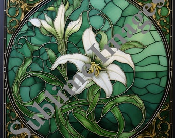 CT033 - Ceramic Flower Tile in the Art Nouveau Style - Various Sizes