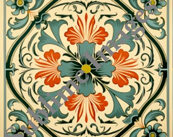 CT017 - Ceramic Tile in the Art Nouveau Style - Various Sizes