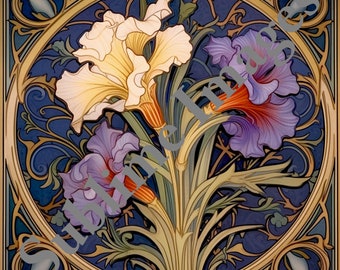 CT035 - Ceramic Flower Tile in the Art Nouveau Style - Various Sizes