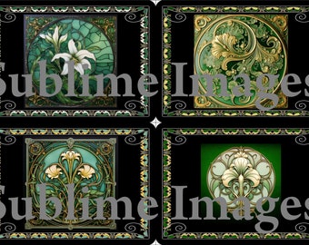 PM002 - Hardboard Place Mats - Set of 4 - 9" x 12.5" x 3/16" thick - Art Nouveau style.