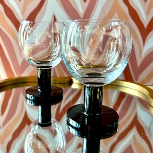Crate and Barrel Viva Black Wine Glasses - Set of 8 - Etsy