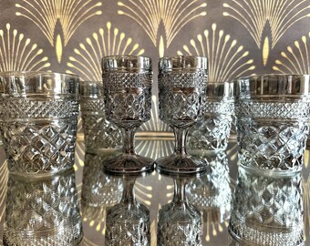 Anchor Hocking Wexford Pewter Mist Glasses: Vintage Set of 6