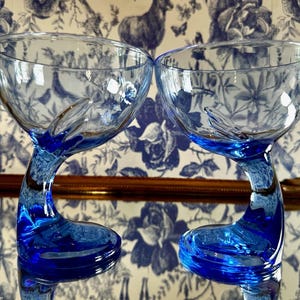 Bormioli Rocco Jerba Vintage Cobalt Dessert Goblet Made in Italy- set of 2