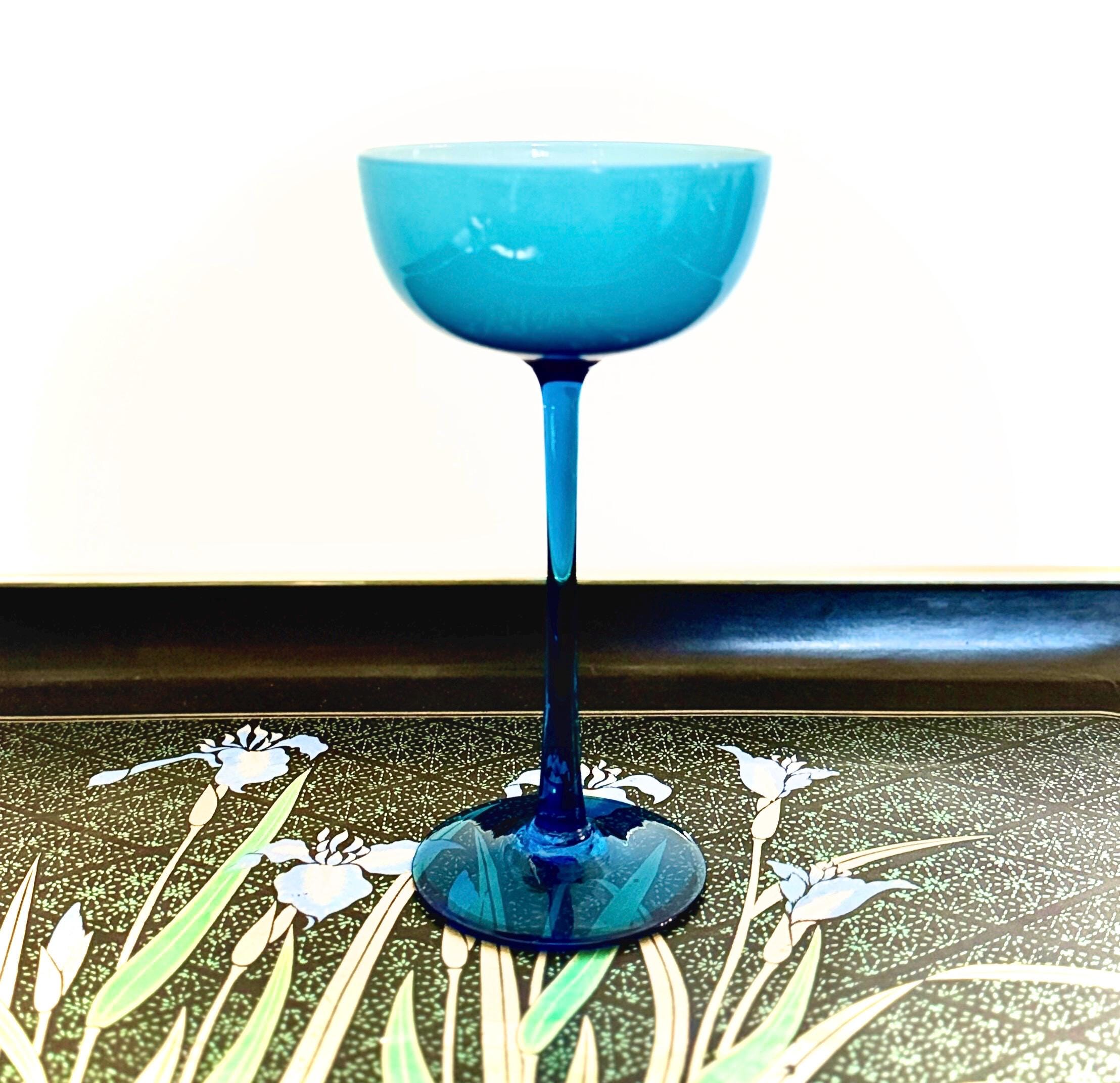 Carlo Moretti Turquoise White Cased Tall Stem Glasses - Set of 3
