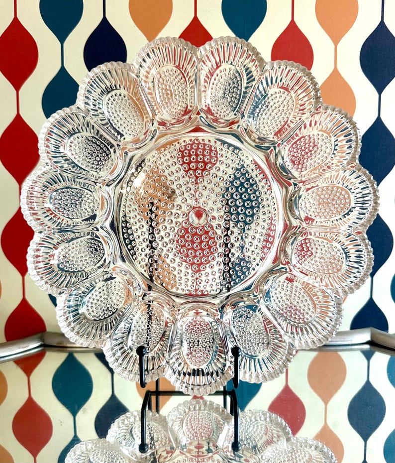 Indiana Glass Hobnail Thousand Eyes Deviled Egg Serving Platter