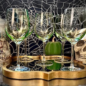Crate and Barrel Green Tinted Wine Glasses- Set of 4 - Etsy