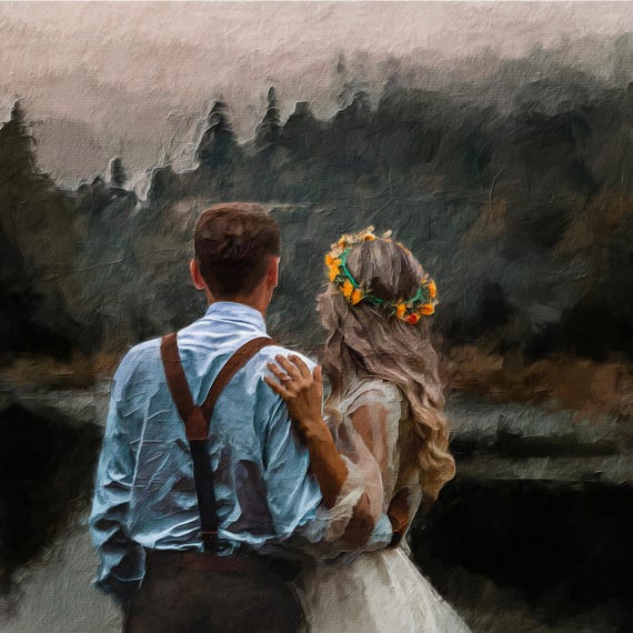 Custom Oil Painting - Personalized Portrait From Photo,Wedding Gift,Anniversary Gift, Custom Pet Portrait, Gift For Her, Hand Painted Canvas