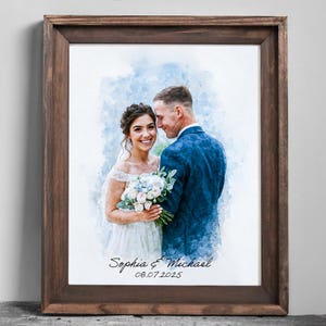 Custom Art Print from Photo, Couple Portrait Gift for Wedding Anniversary Engagement, Watercolor Portrait Painting from Photo, Gift for Him