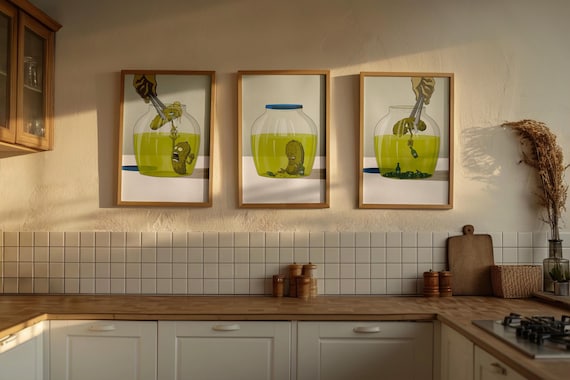 Love in a Jar: A Pickle's Tale, Set of 3 Prints, DIGITAL Prints, Wall Art, Farmhouse Prints, Scenery Prints, Landscape Wall Art
