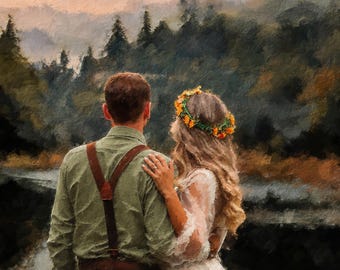 Custom Oil Painting Portrait from Photo: Wedding Anniversary Gift