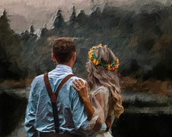 Custom Oil Painting Portrait from Photo: Wedding Anniversary Gift