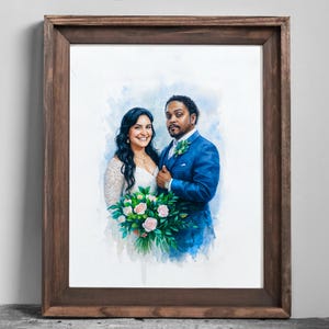 Custom Art Print from Photo, Couple Portrait Gift for Wedding Anniversary Engagement, Watercolor Portrait Painting from Photo, Gift for Him