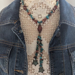Turquoise Long Necklace-Turquoise Y necklace-Turquoise Lariat necklace-Cowgirl style-Southwest Style