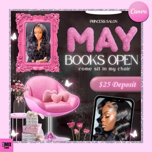 Flyer réservations de mai Réservations disponibles en mai Flyer rendez-vous de mai Circulaire de printemps Cheveux Ongles Maquillage cils Flyer de réservation de printemps Livres de fête des mères