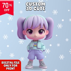 Aangepast schattig 3D-personage, 3D-ontwerp, 3D-modellering, schattig 3D-model voor afdrukken, speelgoed, animatie, verzamelobjecten, game-items, model van hoge kwaliteit