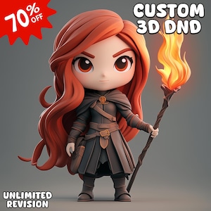 Benutzerdefinierter 3D-DnD-Charakter, STL zum Drucken, Charaktermodellierung, einzigartige Figurenerstellung, Anime-Miniatur, Blender & ZBrush Art, personalisiertes Spielzeug