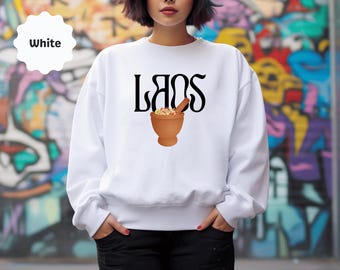Laos Kruk Shirt, Lao Sweatshirt, Laos Hoodie, Laotian, Papaya Salad, Mortar and Pestle, Grinding, Earthenwear, Cooking, Culture